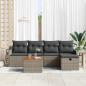 Preview: 6-teiliges Garten Sofa Set mit Kissen Grau Poly Rattan, 2-Sitzer Garten Sofa mit Kissen Grau Poly Rattan