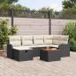 Preview: ARDEBO.de - 7-teiliges Garten Sofa Set mit Kissen Schwarz Poly Rattan, 2-Sitzer Garten Sofa mit Kissen Schwarz Poly Rattan