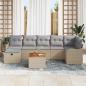 Preview: 8-teiliges Garten Sofa Set mit Kissen Beige Poly Rattan, 2-Sitzer Garten Sofa mit Kissen Beige Poly Rattan