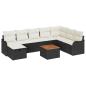 Preview: 9-teiliges Garten-Sofa-Set mit Kissen, schwarzes Poly-Rattan, 2-Sitzer Garten-Sofa mit Kissen, schwarzes Poly-Rattan