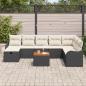 Preview: 9-teiliges Garten-Sofa-Set mit Kissen, schwarzes Poly-Rattan, 2-Sitzer Garten-Sofa mit Kissen, schwarzes Poly-Rattan