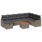 Preview: 9-teiliges Garten Sofa Set mit Kissen Grau Poly Rattan, 2-Sitzer Garten Sofa mit Kissen Grau Poly Rattan