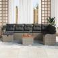 Preview: 9-teiliges Garten Sofa Set mit Kissen Grau Poly Rattan, 2-Sitzer Garten Sofa mit Kissen Grau Poly Rattan