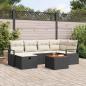 Preview: ARDEBO.de - 7-teiliges Garten-Sofa-Set mit Kissen aus schwarzem Poly-Rattan, 2-Sitzer Garten-Sofa mit Kissen aus schwarzem Poly-Rattan