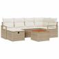 Preview: 7-teiliges Garten-Sofa-Set mit Kissen in Beige aus Poly-Rattan, 2-Sitzer Garten-Sofa mit Kissen in Beige aus Poly-Rattan