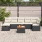 Preview: 8 Teiliges Garten Sofa Set mit Kissen Schwarz Poly Rattan, 2-Sitzer Garten Sofa mit Kissen Schwarz Poly Rattan