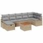 Preview: 8-teiliges Garten Sofa Set mit Kissen Beige Poly Rattan, 2-Sitzer Garten Sofa mit Kissen Beige Poly Rattan