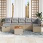 Preview: 8-teiliges Garten Sofa Set mit Kissen Beige Poly Rattan, 2-Sitzer Garten Sofa mit Kissen Beige Poly Rattan