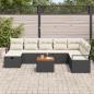Preview: 9-teiliges Garten Sofa Set mit Kissen Schwarz Poly Rattan, 2-Sitzer Garten Sofa mit Kissen Schwarz Poly Rattan