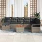Preview: 9-teiliges Garten Sofa Set mit Kissen Grau Poly Rattan, 2-Sitzer Garten Sofa mit Kissen Grau Poly Rattan
