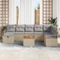 Preview: 9-teiliges Garten Sofa Set mit Kissen Beige Poly Rattan, 2-Sitzer Garten Sofa mit Kissen Beige Poly Rattan