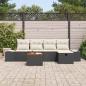 Preview: 6-teiliges Garten Sofaset mit Kissen Schwarz Poly Rattan