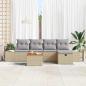 Preview: 6-teiliges Garten Sofa Set mit Kissen Beige Poly Rattan