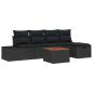 Preview: 6-teiliges Garten Sofa Set mit Kissen Schwarz Poly Rattan