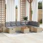 Preview: ARDEBO.de - 9-teiliges Garten Sofa Set mit Kissen Beige Poly Rattan