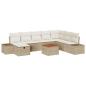 Preview: ARDEBO.de - 9-teiliges Garten-Sofa-Set mit Kissen Beige Poly Rattan