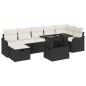 Preview: 8-teiliges Garten Sofa Set mit Kissen Schwarz Poly Rattan, 2-Sitzer Garten Sofa mit Kissen Schwarz Poly Rattan