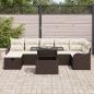 Preview: 8-teiliges Garten Sofaset mit Kissen in Braun aus Poly-Rattan, 2-Sitzer Garten Sofa mit Kissen in Braun aus Poly-Rattan
