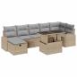 Preview: 8-teiliges Garten Sofa Set mit Kissen Beige Poly Rattan
