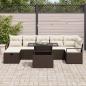 Preview: 8-teiliges Garten Sofa Set mit Kissen - Braunes Poly Rattan, 2-Sitzer Garten Sofa mit Kissen - Braunes Poly Rattan