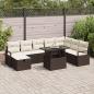 Preview: ARDEBO.de - 9-teiliges Garten Sofa Set mit Kissen Braun Poly Rattan, 2-Sitzer Garten Sofa mit Kissen Braun Poly Rattan