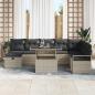 Preview: 9-teiliges Garten-Sofa-Set mit Kissen Hellgrau Poly-Rattan, 2-Sitzer Garten-Sofa mit Kissen Grau Poly-Rattan
