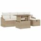 Preview: 6-teiliges Garten Sofa Set mit Kissen Beige Poly Rattan