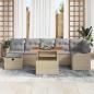 Preview: 8-teiliges Garten Sofa Set mit Kissen beige Poly Rattan, 2-Sitzer Garten Sofa mit Kissen beige Poly Rattan