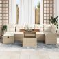 Preview: ARDEBO.de - 8-teiliges Garten Sofa Set mit Kissen Beige Poly Rattan, 2-Sitzer Garten Sofa mit Kissen Beige Poly Rattan