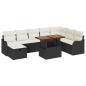 Preview: 9-teiliges Garten-Sofa-Set mit Kissen Schwarzes Poly-Rattan, 2-Sitzer Garten-Sofa mit Kissen Schwarzes Poly-Rattan