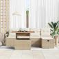 Preview: 6-teiliges Garten-Sofa-Set mit Kissen Beige Poly-Rattan, 2-Sitzer Garten-Sofa mit Kissen Beige Poly-Rattan