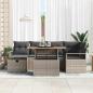 Preview: ARDEBO.de - 7-teiliges Garten Sofa Set mit Kissen Grau Poly Rattan, 2-Sitzer Garten Sofa mit Kissen Grau Poly Rattan