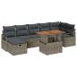 Preview: 8-teiliges Garten-Sofa-Set mit Kissen Grau Poly Rattan, 2-Sitzer Garten-Sofa mit Kissen Grau Poly Rattan