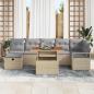 Preview: 8-teiliges Garten Sofaset mit Kissen Beige Poly Rattan, 2-Sitzer Garten Sofa mit Kissen Beige Poly Rattan
