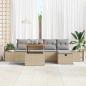 Preview: 6-teiliges Garten-Sofa-Set mit Kissen Beige Poly-Rattan