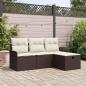 Preview: ARDEBO.de - 4-teiliges Garten Sofa Set mit Kissen Braun Poly Rattan, 2-Sitzer Garten Sofa mit Stauraum & Kissen Braun Poly Rattan
