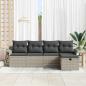 Preview: 5-teiliges Garten Sofa Set mit Kissen Hellgrau Poly Rattan, 2-Sitzer Garten Sofa mit Stauraum & Kissen Hellgrau Poly Rattan
