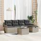 Preview: ARDEBO.de - 6-teiliges Garten-Sofa-Set mit Kissen in hellgrauem Poly-Rattan, 2-Sitzer Garten-Sofa mit Stauraum & Kissen in hellgrauem Poly-Rattan