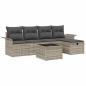 Preview: 6-teiliges Garten-Sofa-Set mit Kissen in hellgrauem Poly-Rattan, 2-Sitzer Garten-Sofa mit Stauraum & Kissen in hellgrauem Poly-Rattan