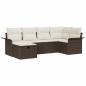 Preview: 6-teiliges Garten Sofa Set mit Kissen aus braunem Poly Rattan, 2-Sitzer Garten Sofa mit Stauraum & Kissen aus braunem Poly Rattan
