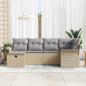 Preview: 6-teilige Garten Sofa Set mit Kissen Beige Poly Rattan, 2-Sitzer Garten Sofa mit Stauraum & Kissen Beige Poly Rattan