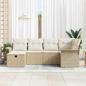 Preview: 6-teiliges Garten Sofa Set mit Kissen Beige Poly Rattan, 2-Sitzer Garten Sofa mit Stauraum & Kissen Beige Poly Rattan
