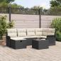 Preview: ARDEBO.de - 7-teiliges Garten Sofa Set mit Kissen Schwarz Poly Rattan, 2-Sitzer Garten Sofa mit Stauraum & Kissen Schwarz Poly Rattan