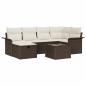 Preview: 7-tlg. Garten Sofa Set mit Kissen Braun Poly Rattan, 2-Sitzer Garten Sofa mit Stauraum & Kissen Braun Poly Rattan