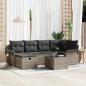 Preview: ARDEBO.de - 7-teiliges Garten-Sofa-Set mit Kissen Grau Poly-Rattan, 2-Sitzer Garten-Sofa mit Stauraum & Kissen Grau Poly-Rattan