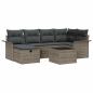 Preview: 7-teiliges Garten-Sofa-Set mit Kissen Grau Poly-Rattan, 2-Sitzer Garten-Sofa mit Stauraum & Kissen Grau Poly-Rattan