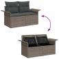 Preview: 7-teiliges Garten-Sofa-Set mit Kissen Grau Poly-Rattan, 2-Sitzer Garten-Sofa mit Stauraum & Kissen Grau Poly-Rattan