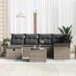 Preview: 7-teiliges Garten-Sofa-Set mit Kissen Grau Poly-Rattan, 2-Sitzer Garten-Sofa mit Stauraum & Kissen Grau Poly-Rattan