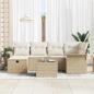Preview: 7-teiliges Garten-Sofa-Set mit Kissen Beige Poly Rattan, 2-Sitzer Garten-Sofa mit Stauraum & Kissen Beige Poly Rattan