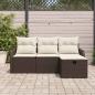 Preview: 4-teiliges Garten-Sofa-Set mit Kissen Braun Poly-Rattan, 2-Sitzer Garten-Sofa mit Stauraum & Kissen Braun Poly-Rattan
